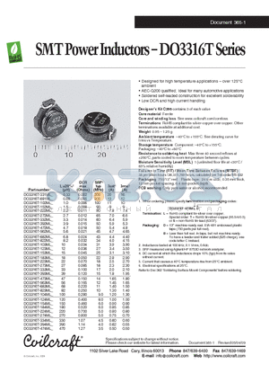 DO3316T-152ML datasheet - SMT Power Inductors
