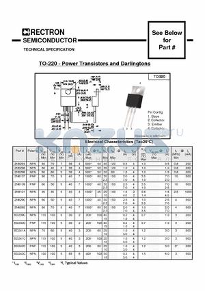 2N5296 datasheet - TO-220 - Power Transistors and Darlingtons