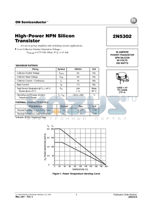 2N5302 datasheet - High-Power NPN Silicon Transistor