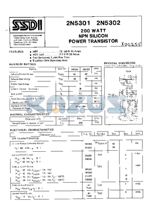 2N5302 datasheet - 200 WATT NPN SILICON POWER TRANSISTOR