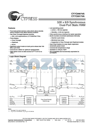 CY7C09179A-9AC datasheet - 32K x 8/9 Synchronous Dual-Port Static RAM