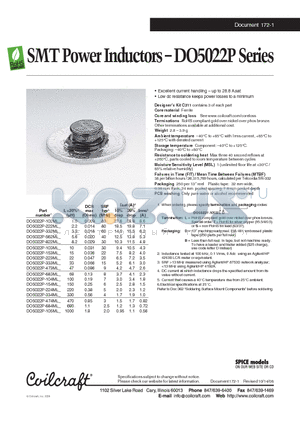 DO5022P-332ML datasheet - SMT Power Inductors