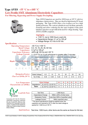 AVES106M25C12T-F datasheet - Low Profile SMT Aluminum Electrolytic Capacitors