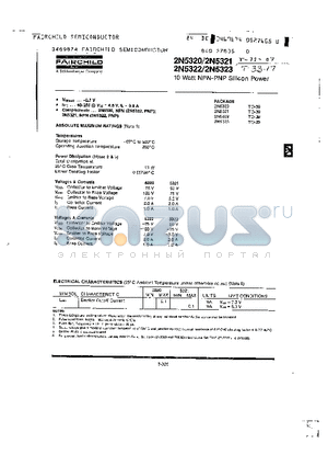 2N5322 datasheet - 10 Watt NPN-PNP Silicon Power