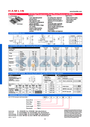 59135-1-S-01-A datasheet - High Temperature Flange Mount Features and Benefits