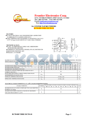 BCT8-005 datasheet - 8A CENTER TAP RECTIFIERS