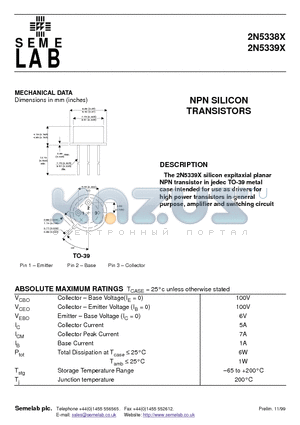 2N5338X datasheet - NPN SILICON TRANSISTORS