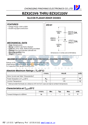 BZX2C3V6 datasheet - SILICON PLANAR ZENER DIODES