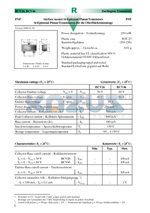 BCV46 datasheet - Surface mount Si-Epitaxial PlanarTransistors
