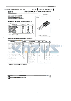 2N5400 datasheet - PNP EPITAXIAL SILICON TRANSISTOR