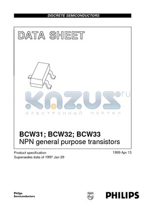 BCW31 datasheet - NPN general purpose transistors