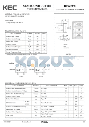 BCW30 datasheet - EPITAXIAL PLANAR PNP TRANSISTOR