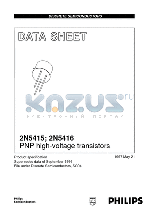 2N5415 datasheet - PNP high-voltage transistors