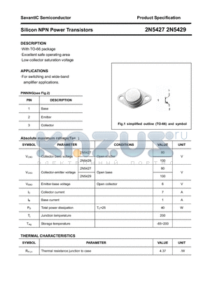 2N5429 datasheet - Silicon NPN Power Transistors