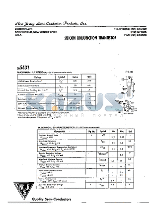 2N5431 datasheet - SILICON UNIJUNCTION TRANSISTOR