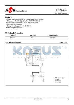 DP030S datasheet - Extremely low collector-to-emitter saturation voltage