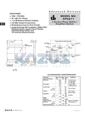 DP0877 datasheet - 3 Section Phase Shifter / Amplifier/ Switch