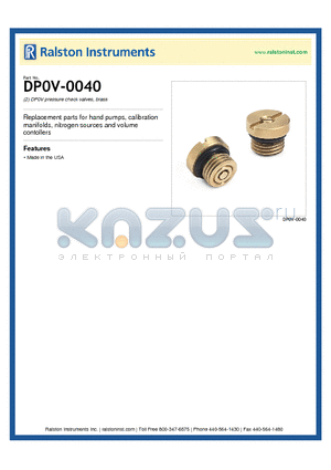 DP0V-0040 datasheet - DP0V pressure check valves, brass
