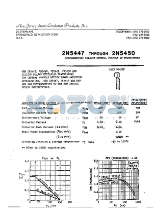 2N5447 datasheet - P-N-P EPITAXIAL PLANAR SILICON TRANSISTORS