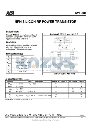AVF300 datasheet - NPN SILICON RF POWER TRANSISTOR