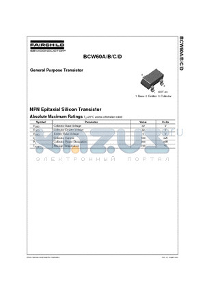 BCW60D datasheet - NPN Epitaxial Silicon Transistor