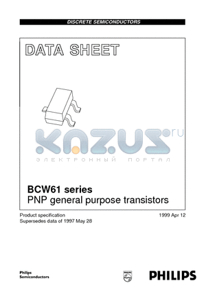 BCW61 datasheet - PNP general purpose transistors