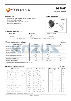 DP500F datasheet - Suitable for low voltage large current drivers