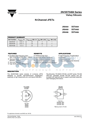 2N5484_07 datasheet - N-Channel JFETs