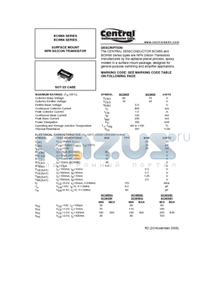 BCW65A datasheet - SURFACE MOUNT NPN SILICON TRANSISTOR