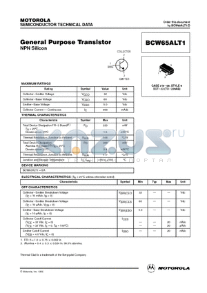 BCW65ALT1 datasheet - General Purpose Transistor