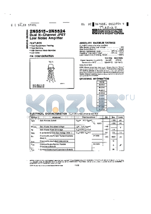 2N5520 datasheet - DUAL N CHANNEL JFET LOW NOISE AMPLIFIER