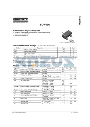 BCW66G datasheet - NPN General Purpose Amplifier