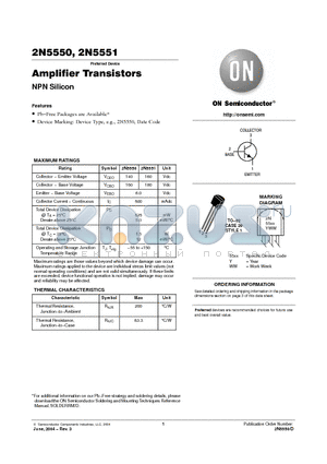 2N5550RLRPG datasheet - Amplifier Transistors