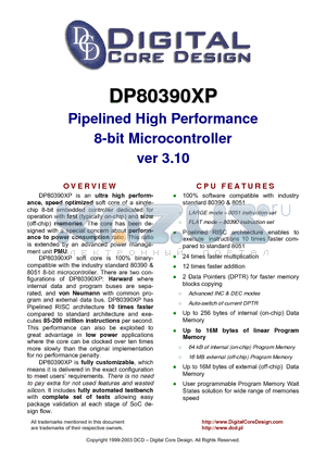 DP80390XP datasheet - Pipelined High Performance 8-bit Microcontroller ver 3.10