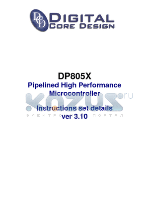 DP805X datasheet - Pipelined High Performance Microcontroller Instructions set details ver 3.10