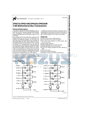 DP8216J datasheet - 4-Bit Bidirectional Bus Transceivers