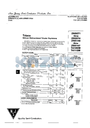 2N5572 datasheet - TRIACS SILICON BIDIRECTIONAL TRIODE THYRISTORS