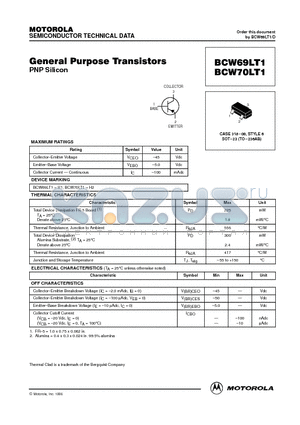 BCW70LT1 datasheet - General Purpose Transistors