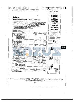 2N5574 datasheet - SILICON BIDIRECTIOANAL TRIODE THYRISTORS