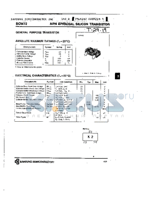 BCW72 datasheet - NPN EPITAXIAL SILICON TRANSISTOR