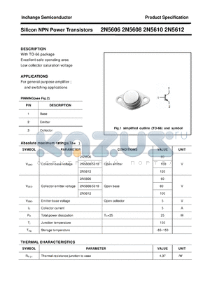 2N5606 datasheet - Silicon NPN Power Transistors