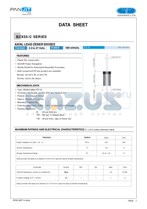 BZX55-C20 datasheet - AXIAL LEAD ZENER DIODES