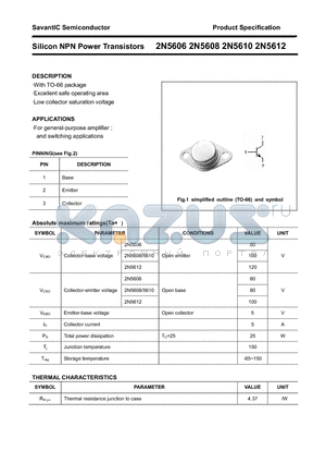 2N5610 datasheet - Silicon NPN Power Transistors