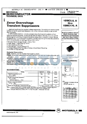 1SMC120 datasheet - ZENER OVERVOLTAGE TRANSIENT SUPPRESSORS