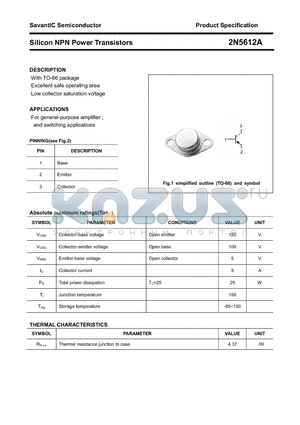 2N5612A datasheet - Silicon NPN Power Transistors