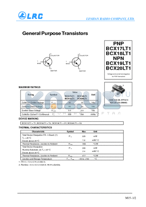 BCX18LT1 datasheet - General Purpose Transistors