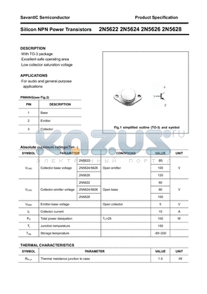 2N5628 datasheet - Silicon NPN Power Transistors