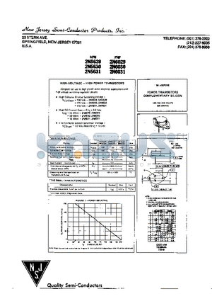 2N5630 datasheet - POWER TRANSISTORS COMPLEMENTARY SILICON