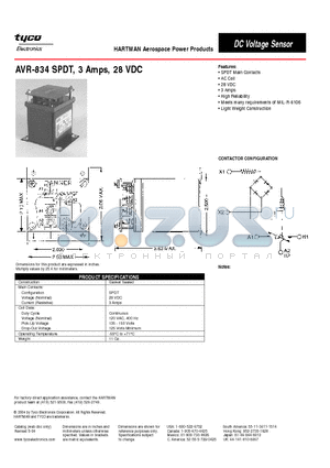 AVR-834 datasheet - AVR-834 SPDT, 3 Amps, 28 VDC