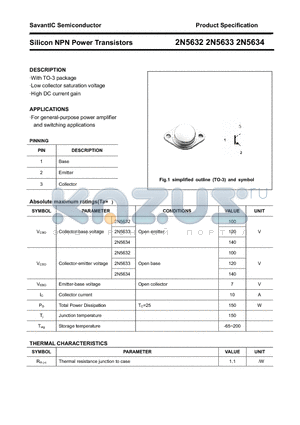 2N5632 datasheet - Silicon NPN Power Transistors